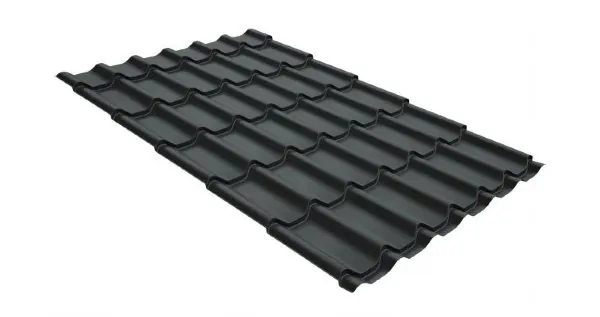 Металлочерепица классик GL 0,5 GreenCoat Pural Matt RR 23 темно-серый (RAL 7024 мокрый асфальт) купить в Симферополe