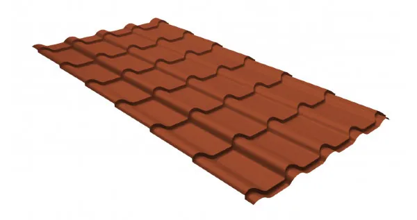 Металлочерепица камея GL 0,5 GreenCoat Pural Matt RR 750 кирпично-красный (RAL 8004 терракота) купить в Симферополe
