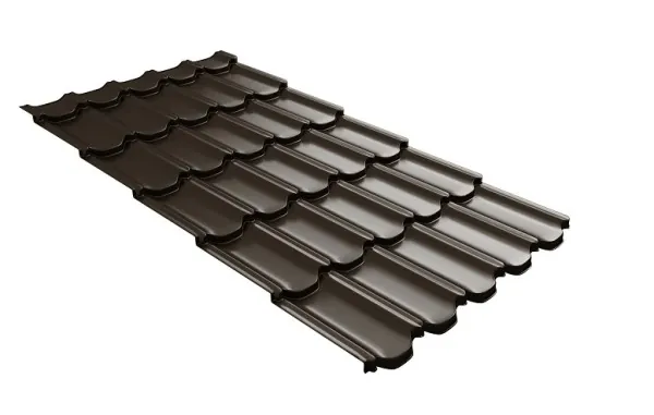 Металлочерепица квинта плюс с 3D резом 0,5 GreenСoat Pural Matt RR 32 темно-коричневый (RAL 8019 серо-коричневый) купить в Симферополe