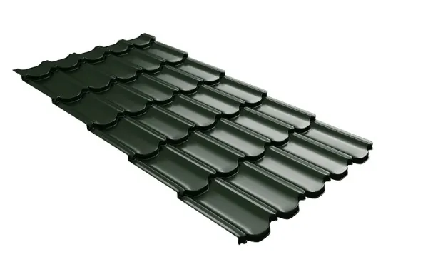 Металлочерепица квинта плюс с 3D резом 0,5 GreenСoat Pural RR 11 темно-зеленый (RAL 6020 хромовая зелень) купить в Симферополe