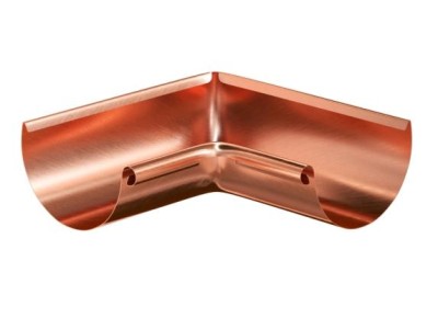 Водосток Aquasistem, система 125x90 - Угол желоба внутренний медный 90°