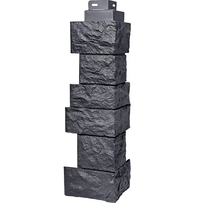 Цокольный сайдинг FineBer – Серия “Дикий камень”, Угол наружный, Асфальт