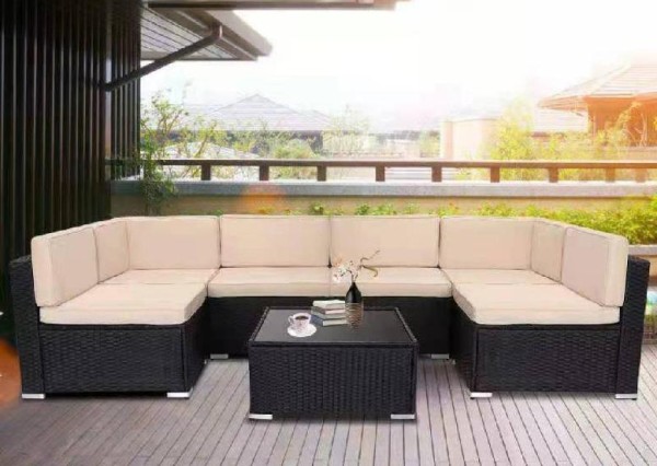 Диван-Трансформер AFINA модульный плетеный из иск. ротанга YR822_Black/Beige купить в Симферополe