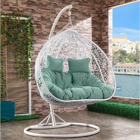 Кресло Подвесное из искусственного ротанга AFM-109A White/Green купить в Симферополe